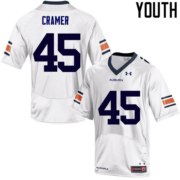 Youth Auburn Tigers #45 Chase Cramer White College Stitched Football Jersey